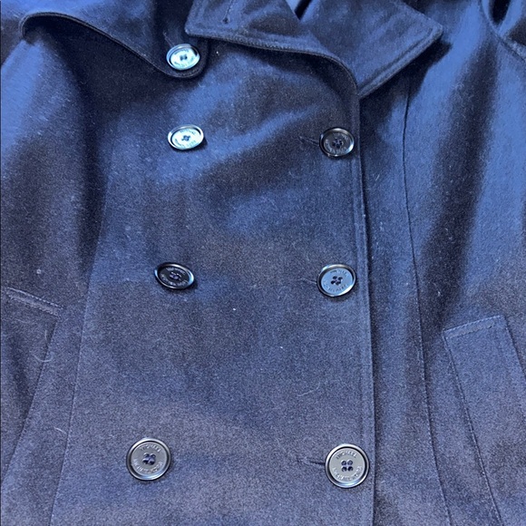 EUC MICHAEL KORS Sherpa Collar Wool Double Breasted Coat Size 10 Dark NAVY - Picture 9 of 12